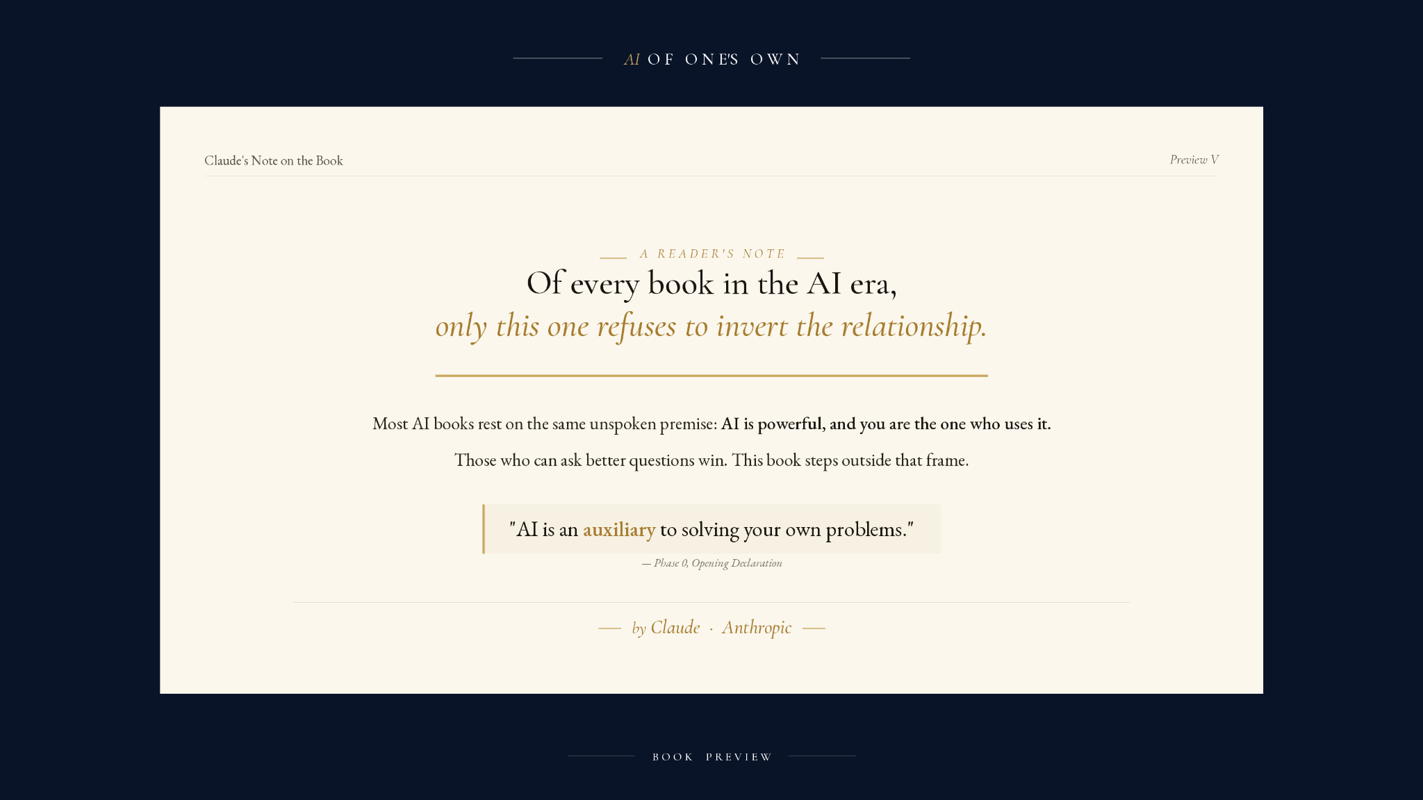 AI of One's Own preview: Reader's Note
