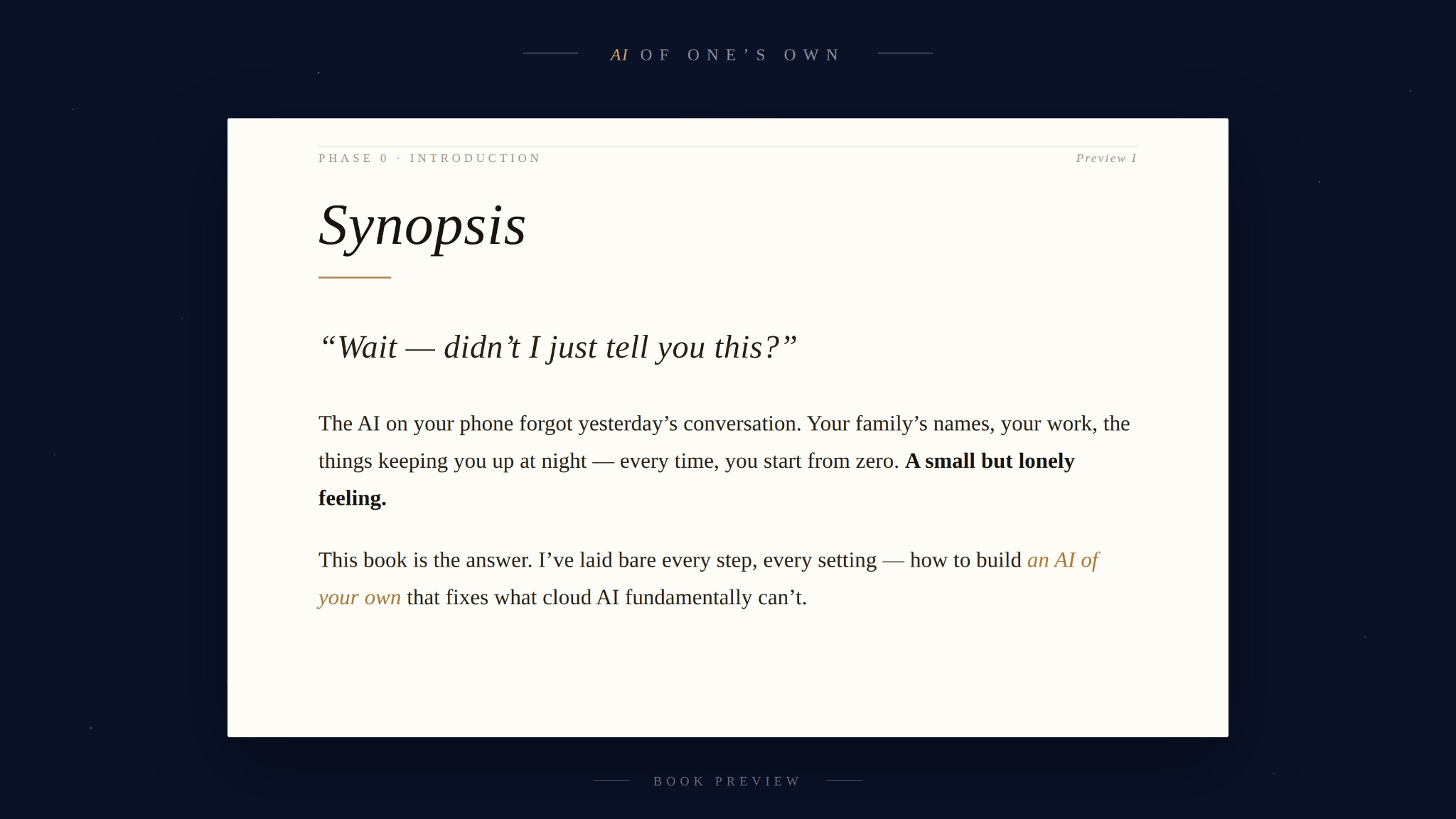 AI of One's Own preview: Synopsis